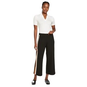 Universal Standard Stephanie Wide Leg Stripe Ponte Pants 27” Black
